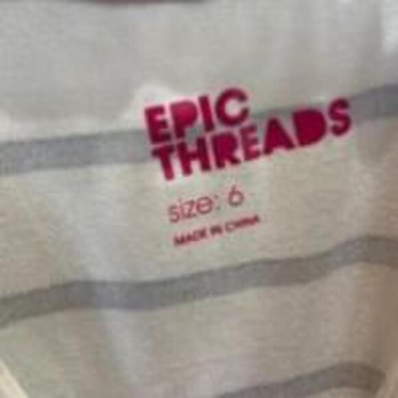 Epic Threads Striped Heart Dress Girl's Size 6 Off White Black - Picture 3 of 6